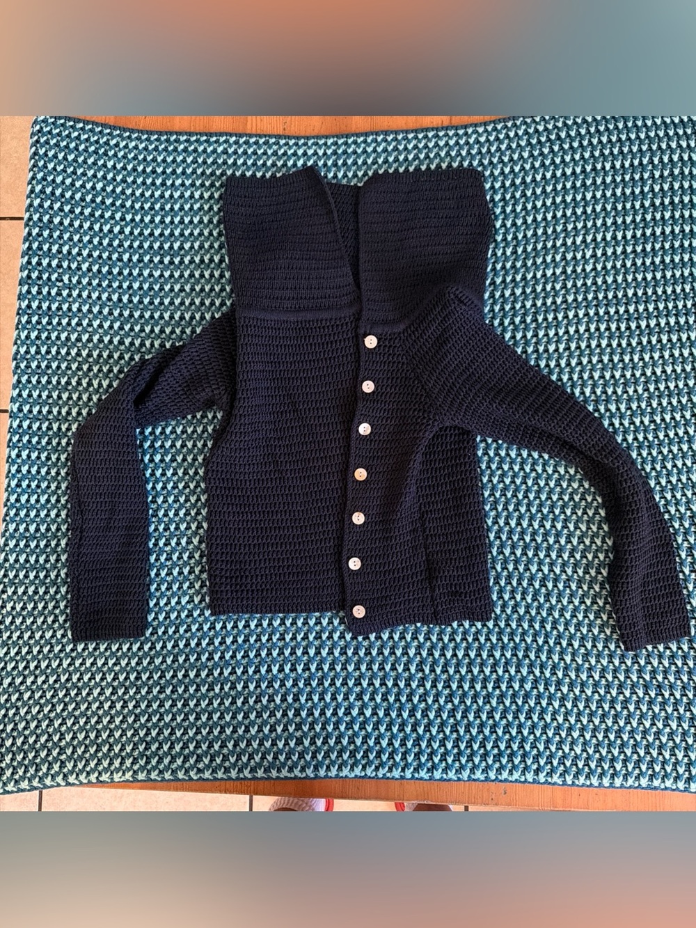 Commense Navy Hooded Button-Front Cardigan